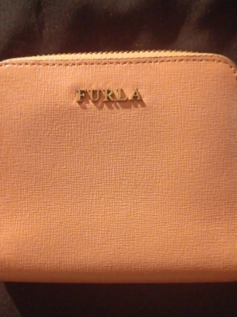 Furla Peach-Pink Zip Around Wallet with Gold Logo
